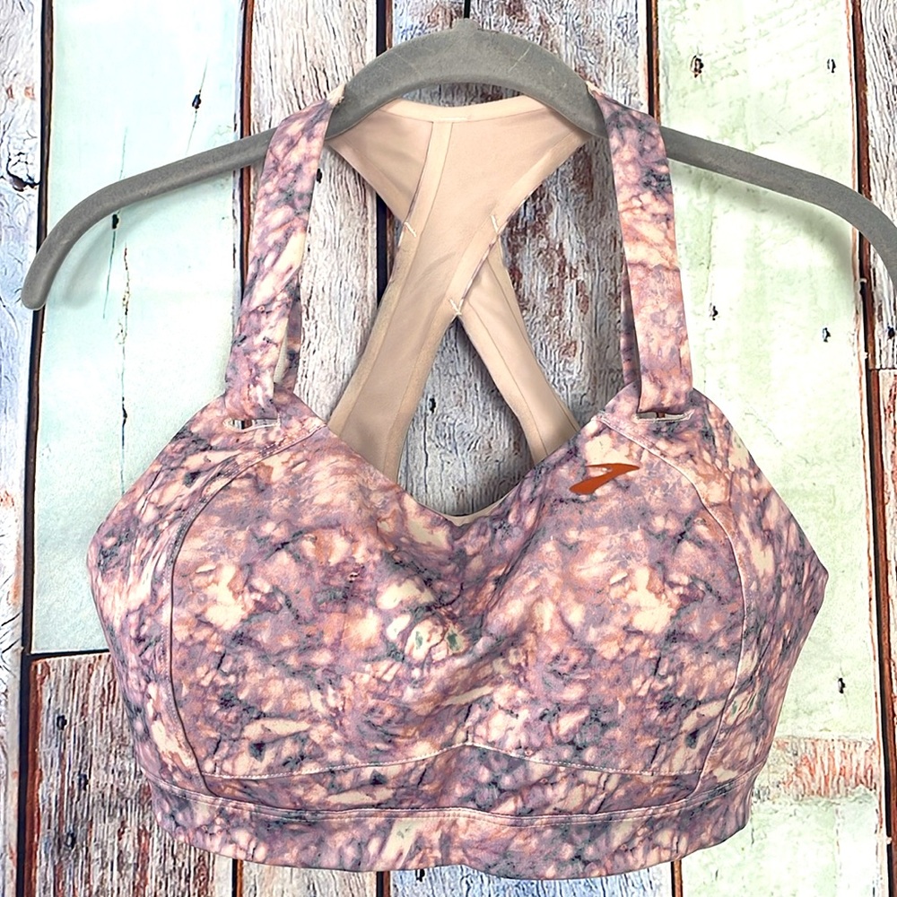 Brooks Pink Marble Sports Bra